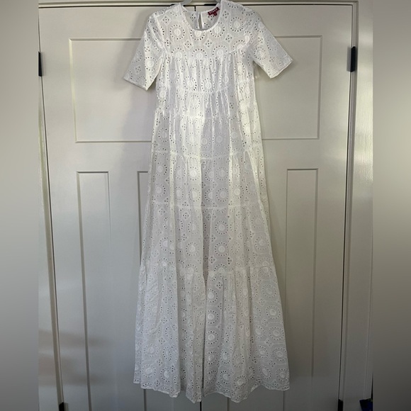 NWOT STAUD Hyacinth Short Sleeve Eyelet Maxi Dress - Picture 2 of 15